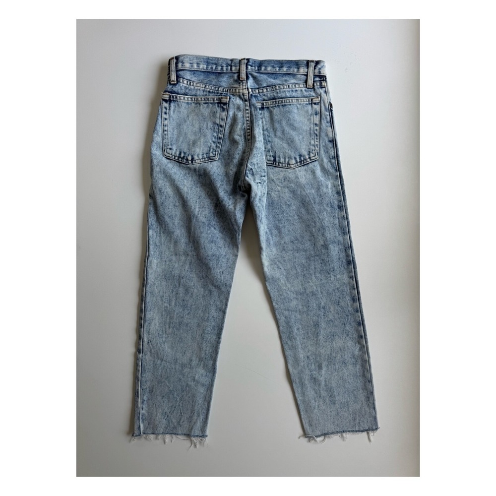 AMERICAN APPAREL Dark Indigo Acid Wash Jeans 30x25 Made in USA Straight Raw Cuff - Picture 10 of 14